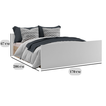 Двуспальная кровать с подъемным механизмом Кім размером 160х200 см из дуба артизан с белым фасадом и ламелями, без матраса