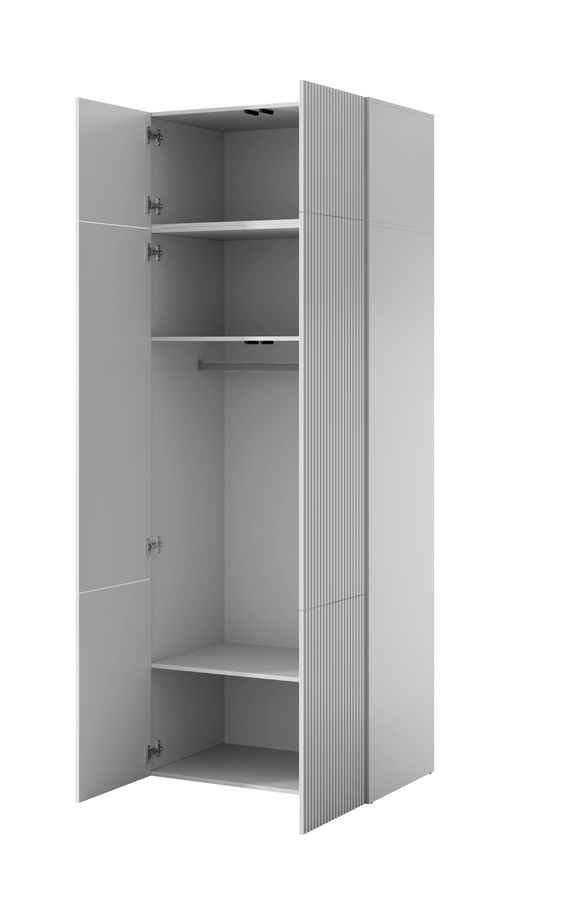 Белый вместительный шкаф PAFOS 90 2D CAMA с дизайнеским мдф фасадом Польша