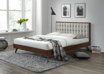 Ліжко HALMAR SOLOMO двоспальне бежеве з дерева, тканини Польща