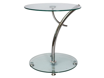 Круглый стол SIGNAL MUNA Прозрачный на одной ножке Закаленное стекло Метал хромированный