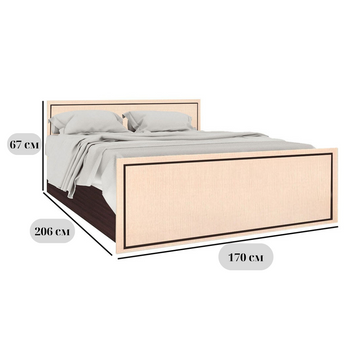 Двуспальная кровать Кім размером 160х200 см венге-магия и дуба молочного с ламелями, без матраса
