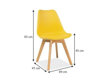 Кухонний пластиковий стілець KRIS SIGNAL жовтий на дерев'яних ніжках.