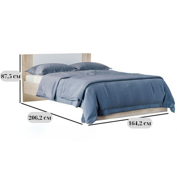 Двуспальная кровать из дуба сонома Лілея Нове размером 160х200 см с белой вставкой и ламелями, без матраса