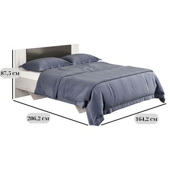 Двуспальная кровать Лілея Нова на ножках размером 160х200 см, светлый артвуд, с вставками антрацит и ламелями