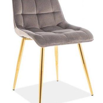 Кресло в скандинавском стиле Chic SIGNAL серый велюр с золотыми ножками Польша
