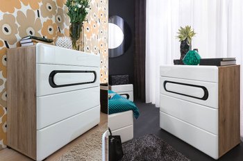 Комплект мебели в спальню Bocage BRW Дуб Сан Ремо светлый / белый глянцевый Польша