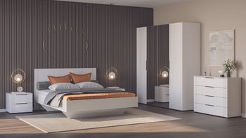 Белоснежный комплект мебели в спальню Амелия с глянцевыми фасадами