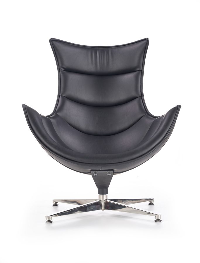 Кресло для отдыха в гостиную, спальню Luxor сталь серый/кожа натуральная черный Halmar Польша