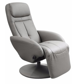 Кресло раскладное для отдыха в гостиную, спальню Optima металл черный/ПВХ, экокожа серый Halmar Польша