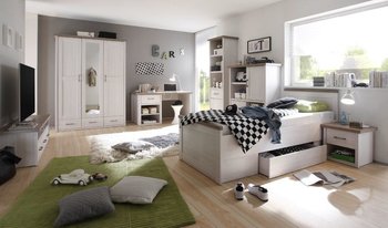 Комплект мебели в спальню Luca Juzi BRW светлая лиственница сибиу / темный дуб сонома Польша