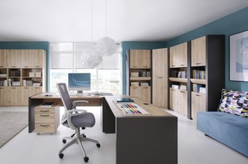 Комплект мебели в гостиную Executive BRW серый вольфрам / светлый дуб Сан Ремо Польша