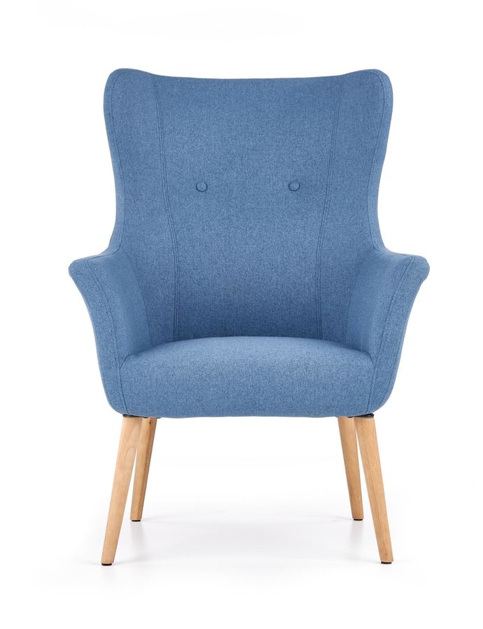 Крісло для відпочинку в вітальню, спальню Cotto натуральне дерево / тканину синій Halmar Польща
