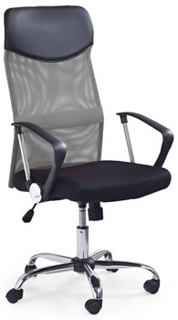 Кресло офисное Vire механизм Tilt, хромированный металл/мембранная ткань черный, сетка серый Halmar Польша