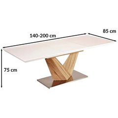 Дерев'яні столи фото Обідній стіл SIGNAL ALARAS 140x85 Білий розкладний лаковий МДФ в стилі хай-тек Польща - artos.in.ua