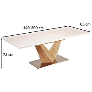 Обідній стіл SIGNAL ALARAS 140x85 Білий розкладний лаковий МДФ в стилі хай-тек Польща фото - artos.in.ua