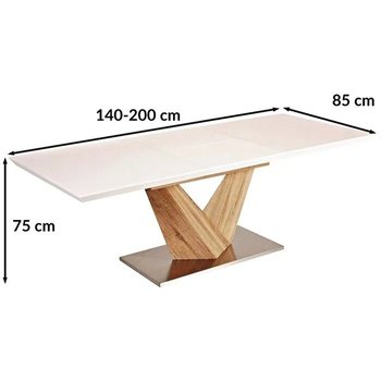 Обідній стіл SIGNAL ALARAS 140x85 Білий розкладний лаковий МДФ в стилі хай-тек Польща