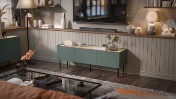 Тумба под телевизор CAMA FELLINI 150 3D &mdash; оливковый мат / дуб фото - artos.in.ua