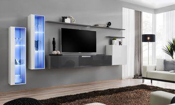 Комплект мебели в гостиную ASM Switch XI 27 WG SW 11, белый матовый, белый глянцевый, графит матовый, графит глянцевый фото - artos.in.ua