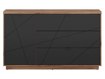 Комод BRW Forn 156 с 1 дверью и 3 ящиками &mdash; дуб Делано тёмный / чёрный матовый фото - artos.in.ua