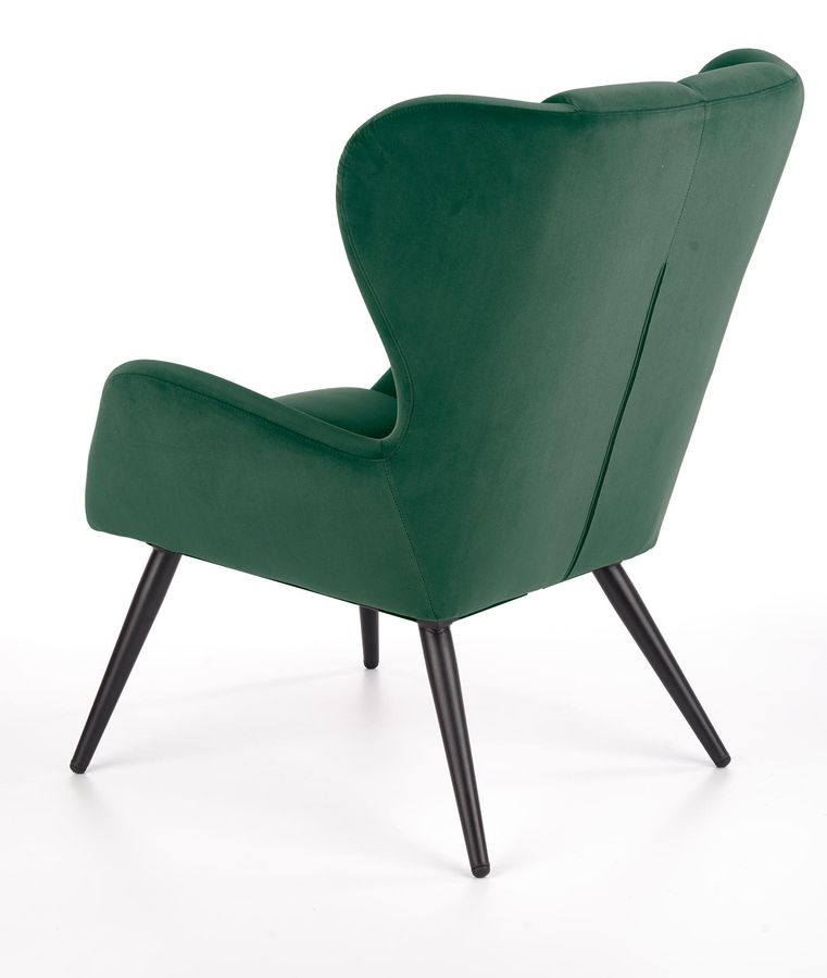 Крісло для відпочинку в вітальню, спальню Tyrion дерево чорний / оксамитова тканина темно-зелений Halmar Польща
