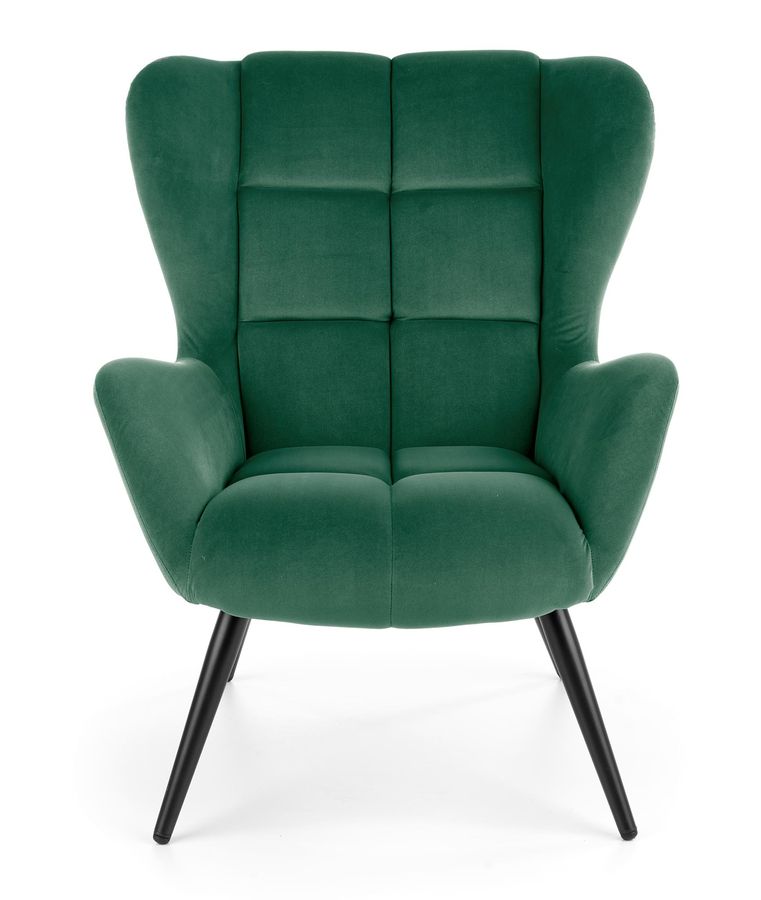 Кресло для отдыха в гостиную, спальню Tyrion дерево черный/бархатная ткань темно-зеленый Halmar Польша