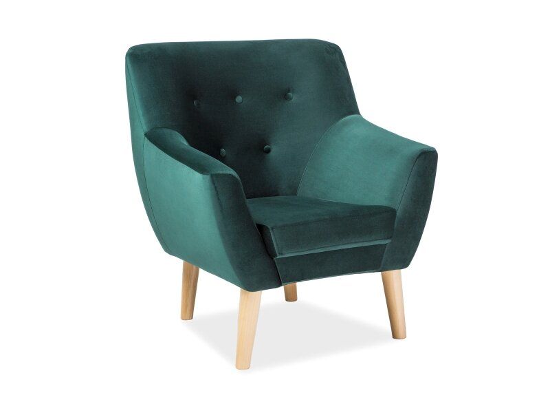 Мягкое кресло удобное на ножках Nordic SIGNAL зеленый велюр Польша