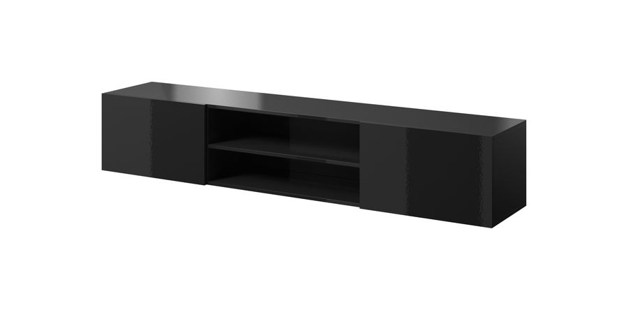 Тумба под телевизор с камином CAMA Slide 200 K черная из мдф в современном стиле (Польша)