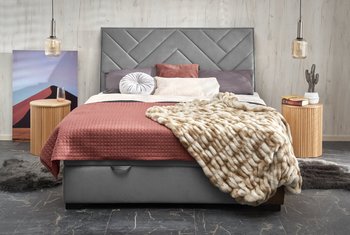 Двуспальная кровать CONTINENTAL 1 160 серая бархатная ткань Halmar Польша