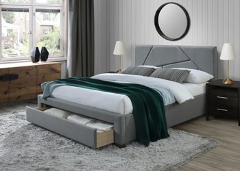Ліжко HALMAR VALERY 160 двоспальне сіре з ящиком для білизни Польща
