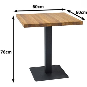 Маленький дерев'яний стіл Puro 60x60 SIGNAL Шпон на одній металевій опорі Масив дуба Польща