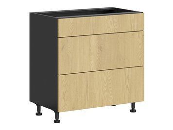 Тумба кухонная нижняя BRW Tabes 2 80 &mdash; чёрный / дуб Кремона, 3 ящика, тихое закрывание фото - artos.in.ua