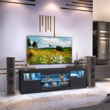 Тумба під телевізор ARTOS DESIGN Pride 180 &mdash; Чорна, без підсвітки фото - artos.in.ua