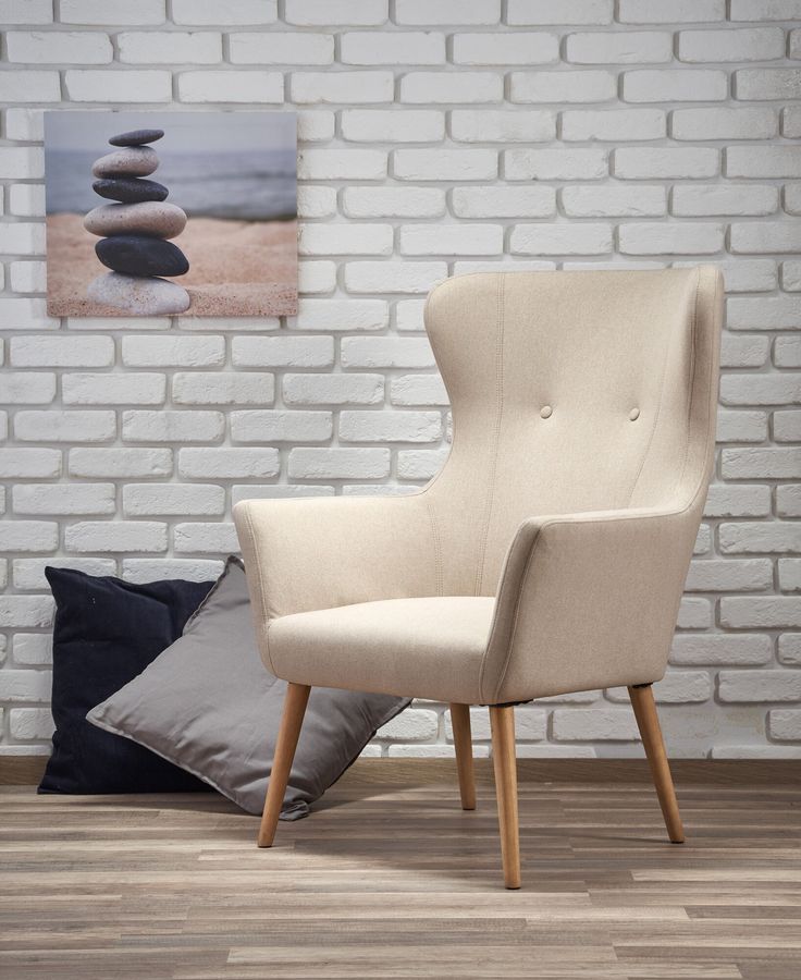 Крісло для відпочинку в вітальню, спальню Cotto натуральне дерево / тканина бежевий Halmar Польща