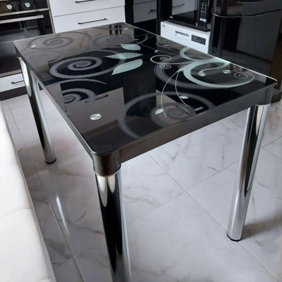 Кухонний стіл маленький із малюнком DAMAR II 100x60 SIGNAL чорний Польща