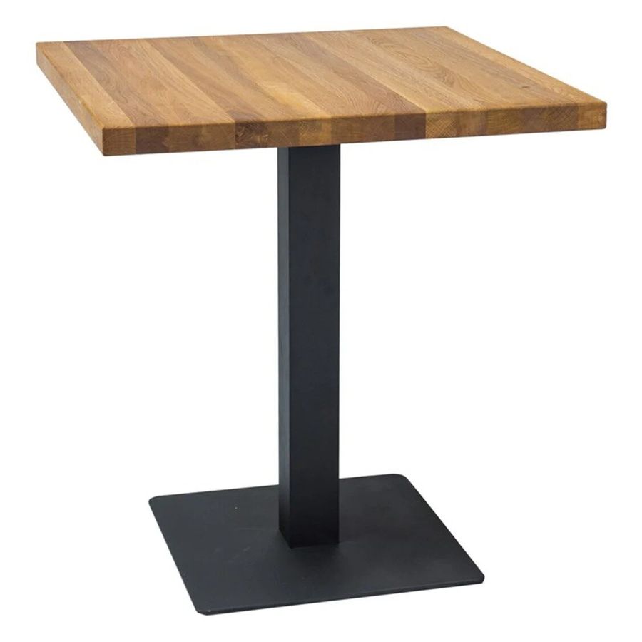 Маленький дерев'яний стіл Puro 60x60 SIGNAL Шпон на одній металевій опорі Масив дуба Польща