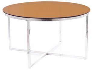 Журнальний столик Crystal-smoke glass amber / срібна FI 80 фото - artos.in.ua
