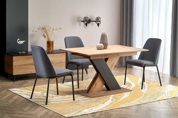 Розкладний стіл XARELTO Чорний, вотанський дуб, прямокутний ламінований Halmar Польща
