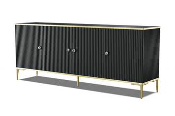 Комод PETRA 182 см 4D черный матовый на золотистых ножках BIM Furniture Польша фото - artos.in.ua