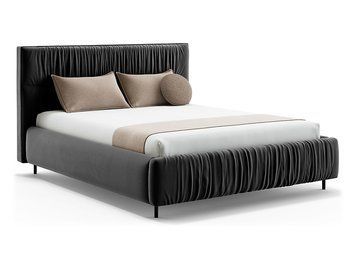 Ліжко м'яке BRW Liria 160&times;200 &mdash; чорний, тканина Velvet 216.26, без матраца, з основою, металеві ніжки, з коробом для зберігання фото - artos.in.ua