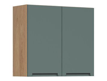 Шкаф кухонный навесной BRW Iris 80 &mdash; дуб хикори / зелёный boho мат, 2 двери фото - artos.in.ua