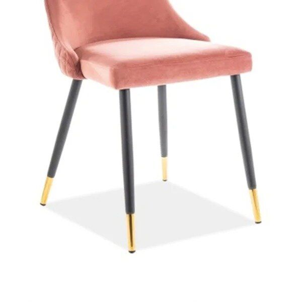 Дизайнерський стілець Piano SIGNAL рожевий велюр із високою спинкою Польща