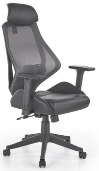 Кресло компьютерное Hasel механизм Мультиблок, пластик черный/экокожа черный, сетка серый Halmar Польша