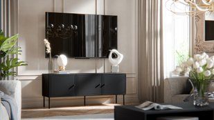 Тумба під телевізор Palazzo Bis 150 3D Cama чорна матова фото - artos.in.ua
