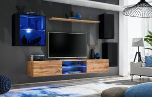 Комплект мебели в гостиную ASM Switch XXIII SWT SW 23 Черный/Дуб Вотан из Польши фото - artos.in.ua