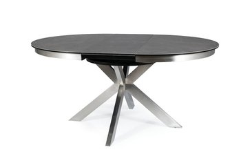 Обідній стіл керамічний круглий PORTO 120-160x120 Signal - темно-сірий/матова сталь Польща