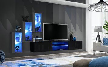 Комплект мебели в гостиную ASM Switch XXII 27 GZ SW 22, графит матовый, графит глянцевый пвх фото - artos.in.ua