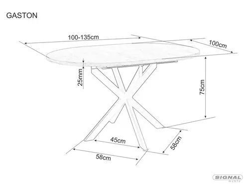 Обідній стіл Gaston Signal 100&times;100&times;75, чорний ефект мармуру, МДФ + шпон фото - artos.in.ua