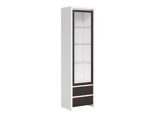Вітрина BRW Kaspian S128-REG1W2S-BI / WE / WE, білий / венге, фото - artos.in.ua