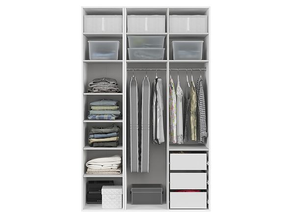 Шафа тридверна BRW Flex F57-SZAFA_ZESTAW_29-BI/DMON, дуб монастері, білий фото - artos.in.ua