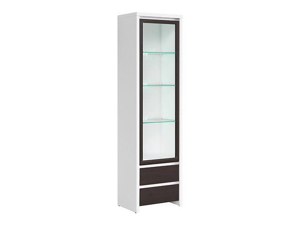 Вітрина BRW Kaspian S128-REG1W2S-BI / WE / WE, білий / венге, фото - artos.in.ua